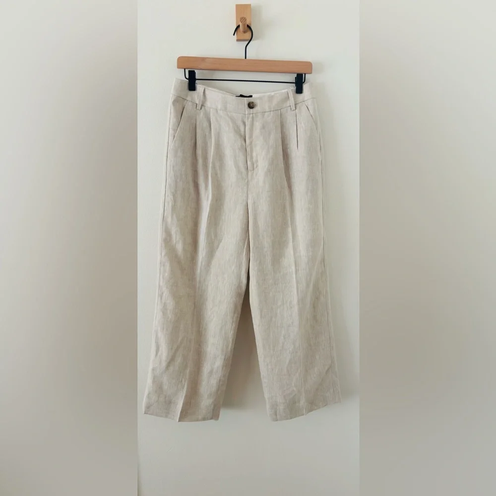 Banana Republic Beige Palma WideLeg 100% Linen Pants Size 6